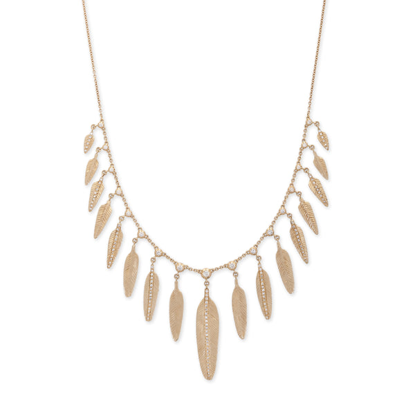 jacquie aiche 17 Sophia Diamond + Graduated Pave Feather Shaker Necklace