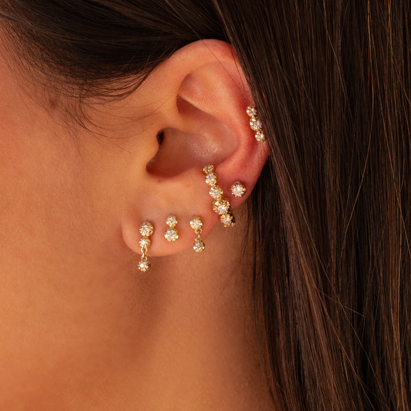Jacquie Aiche 2 + 1 GRADUATED ROUND SOPHIA DIAMOND DROP STUD EARRING