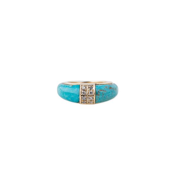 jacquie aiche 2 Row Pave Turquoise Inlay Dome Band Ring