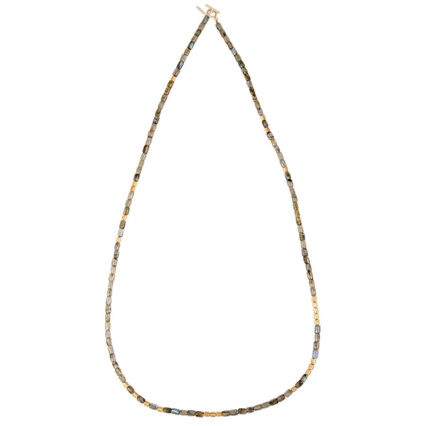 Jacquie Aiche 24 Gold Beads + Labradorite Tube Beaded Necklace