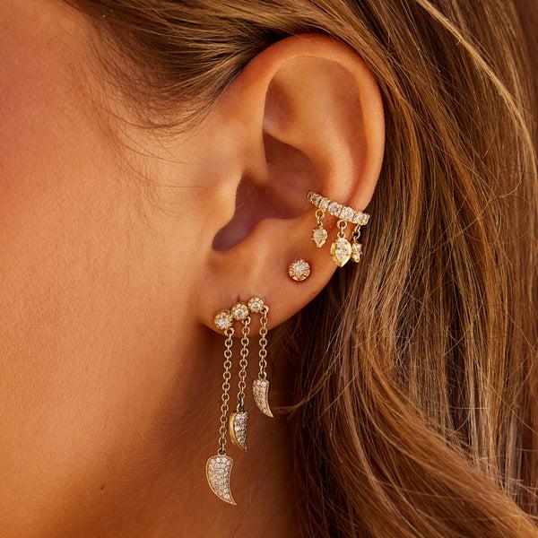 Jacquie Aiche 3 Sophia Diamond Pave Tusk Chain Drop Stud
