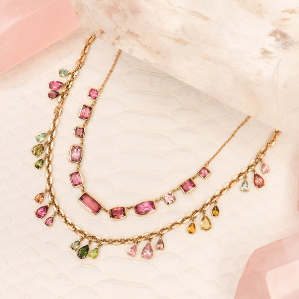 Jacquie Aiche 3x7 Multi Tourmaline Teardrop Shaker Moe Chain Necklace