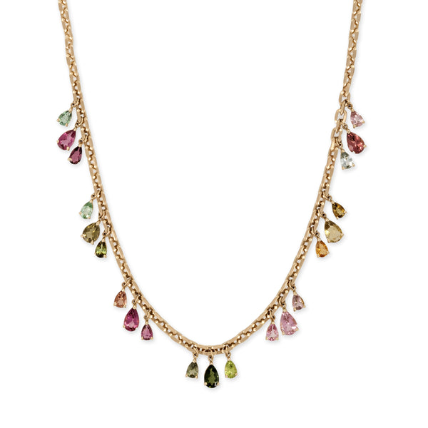 jacquie aiche 3x7 Multi Tourmaline Teardrop Shaker Moe Chain Necklace