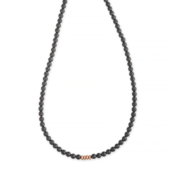 jacquie aiche 4 Gold Bead + Grey Hematite Beaded Necklace