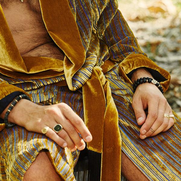 Jacquie Aiche 4 Gold Beads + Black Hematite Beaded Stretch Bracelet