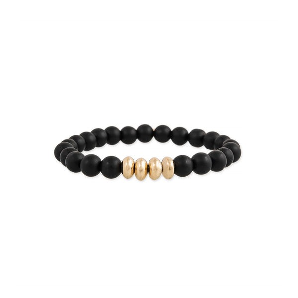 jacquie aiche 4 Gold Beads + Black Hematite Beaded Stretch Bracelet