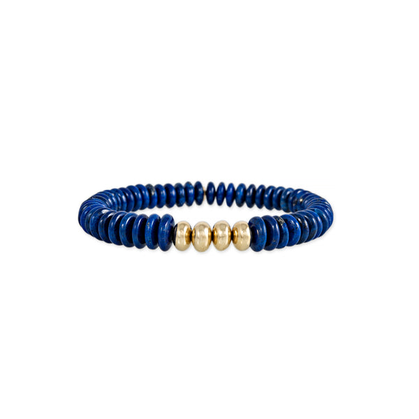 jacquie aiche 4 Gold Beads + Lapis Beaded Stretch Bracelet