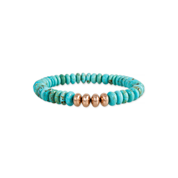 Jacquie Aiche 4 Gold Beads + Turquoise Beaded Stretch Bracelet