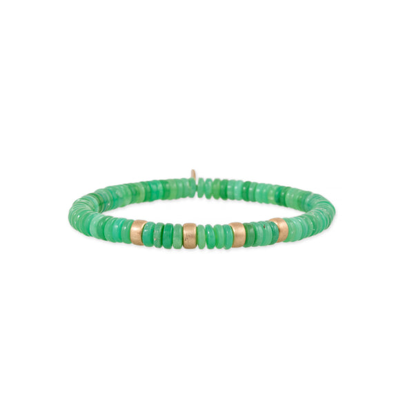 jacquie aiche 4 Spaced Out Gold Beads + Chrysoprase Beaded Stretch Bracelet