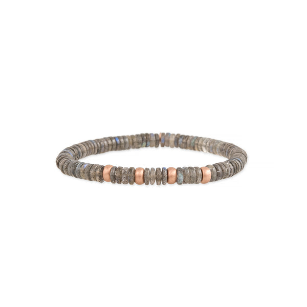 jacquie aiche 4 Spaced Out Gold Beads + Labradorite Beaded Stretch Bracelet
