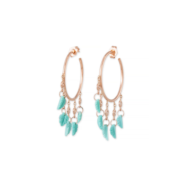 jacquie aiche 5 DIAMOND TURQUOISE LEAF SHAKER HOOPS