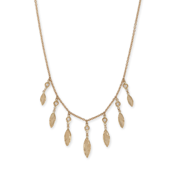 jacquie aiche 7 Graduated Hammered Marquise + Diamond Shakers Necklace