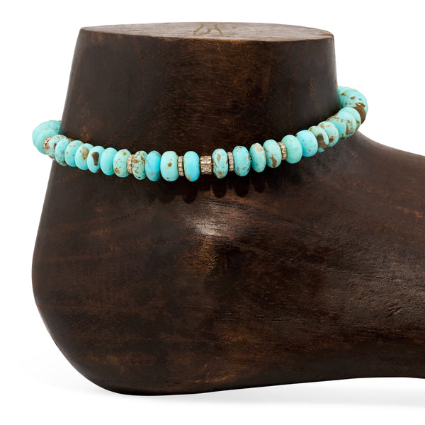 jacquie aiche 7 Pave Diamond Rondelles + Turquoise Beaded Anklet