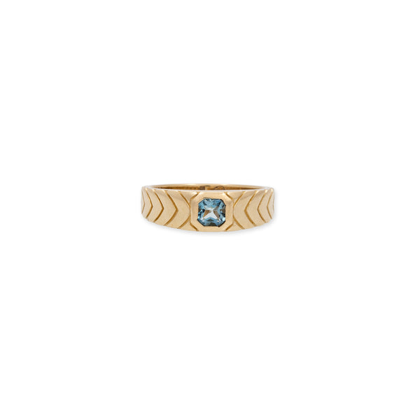 jacquie aiche Aquamarine Asscher Center Chevron Sides Ring