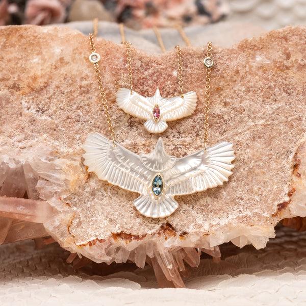 Jacquie Aiche Aquamarine Marquise Pearl Thunderbird Diamond Necklace