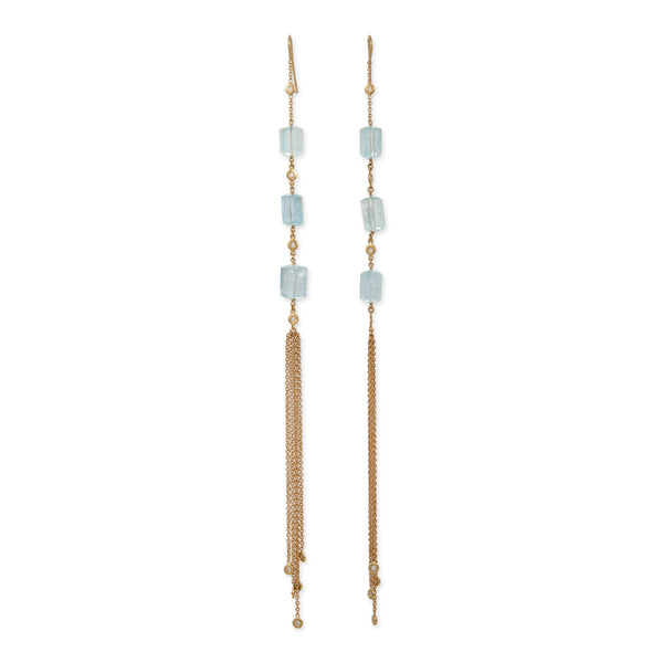 jacquie aiche Aquamarine Tube + Diamond Shower Tassel Earrings