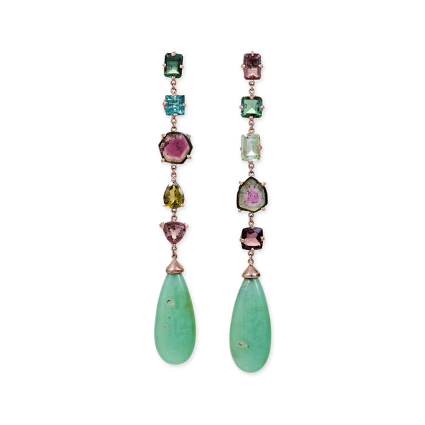 jacquie aiche ASSORTED TOURMALINE + LARGE CHRYSOPRASE DROPLET EARRINGS