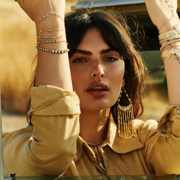 Jacquie Aiche Black Rhodium 5 Sophia Diamond + 4 Diamond Smooth Bar Bracelet