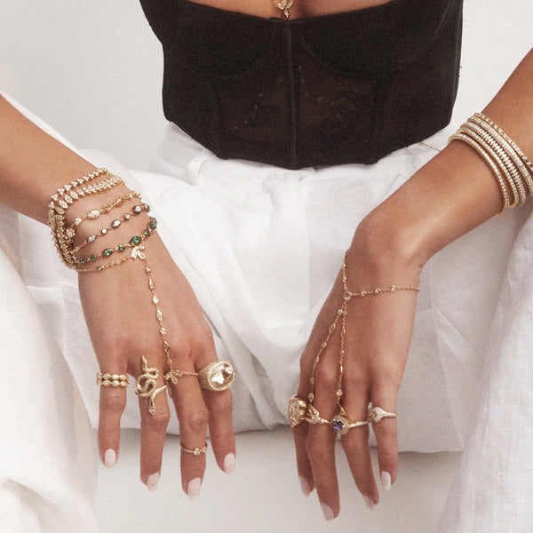 Jacquie Aiche Black Rhodium Graduated Marquise + Round Sophia Diamond Bracelet