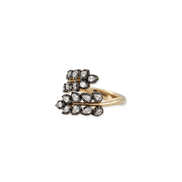 Jacquie Aiche Black Rhodium Graduated Sophia Teardrop Diamond Vine Ring