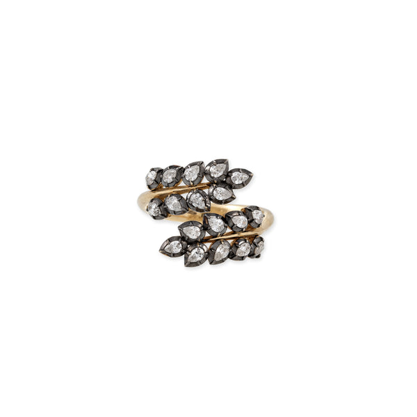 jacquie aiche Black Rhodium Graduated Sophia Teardrop Diamond Vine Ring