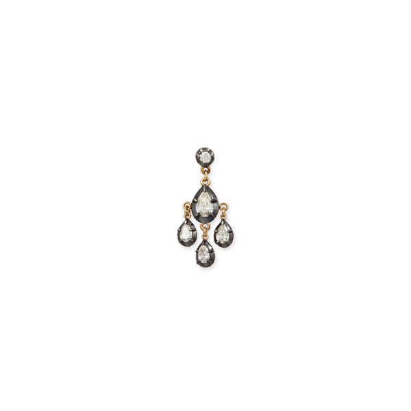 jacquie aiche BLACK RHODIUM ROUND + 4 GRADUATED TEARDROP SOPHIA DIAMOND SHAKER DROP STUD