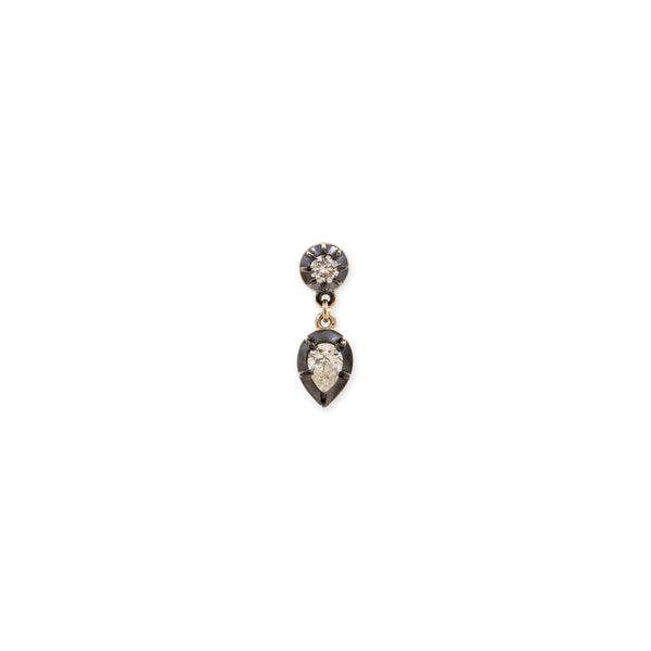 jacquie aiche BLACK RHODIUM SOPHIA 1+1 DIAMOND TEARDROP DROP STUD
