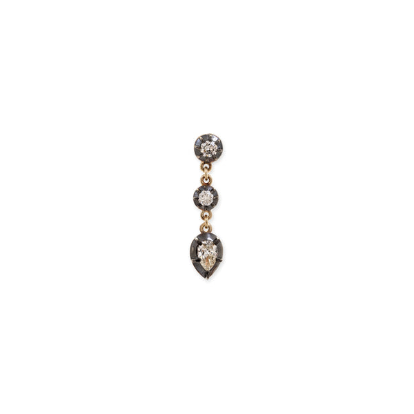 jacquie aiche BLACK RHODIUM SOPHIA 2 +1 DIAMOND TEARDROP DROP STUD