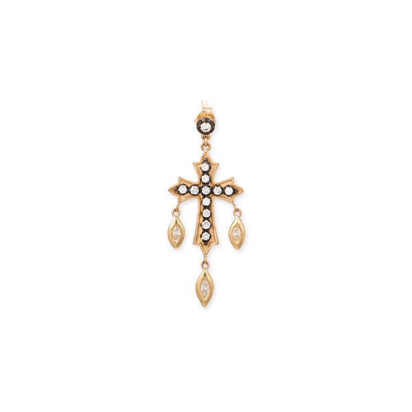 jacquie aiche Black Rhodium Sophia Diamond Gothic Cross + 3 Marquise Shaker Drop Stud