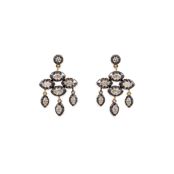 jacquie aiche BLACK RHODIUM SOPHIA MARQUISE DIAMOND CHANDELIER EARRINGS
