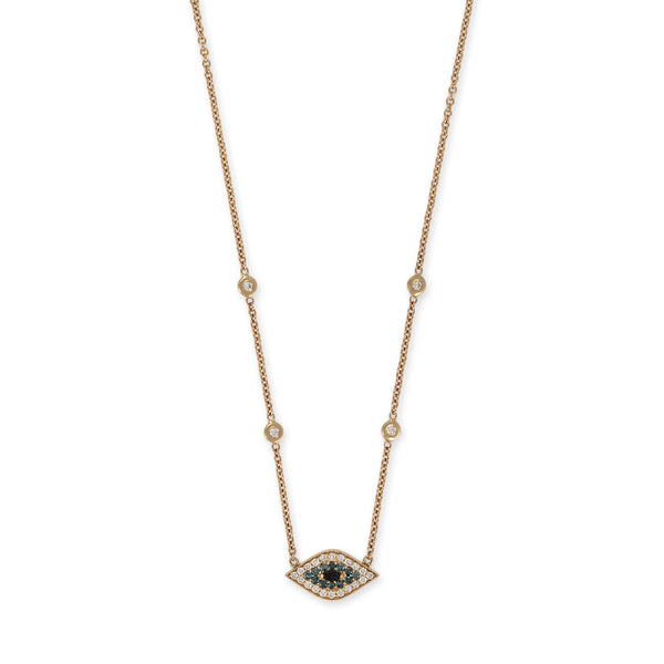 jacquie aiche Blue and White Pavé + Marquise Black Diamond Eye Necklace