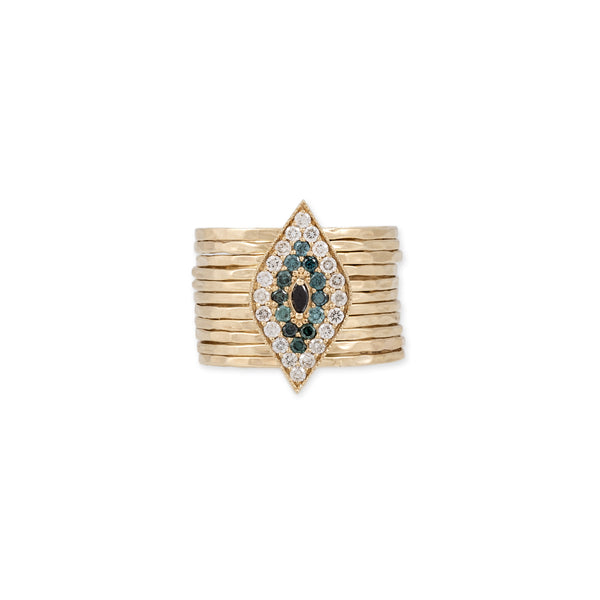 jacquie aiche Blue and White Pave + Marquise Black Diamond Multi Waif Ring