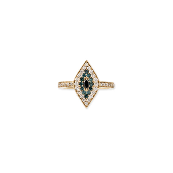 jacquie aiche Blue and White Pave + Marquise Black Diamond Ring