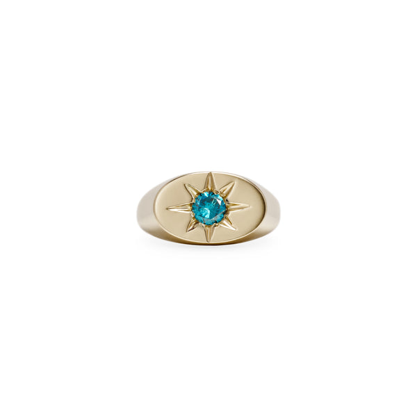 jacquie aiche Blue Diamond Starburst Oval Signet Ring