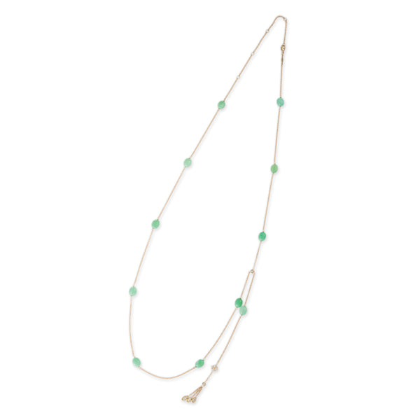 jacquie aiche Chrysoprase Bead Diamond Drip Belly Chain