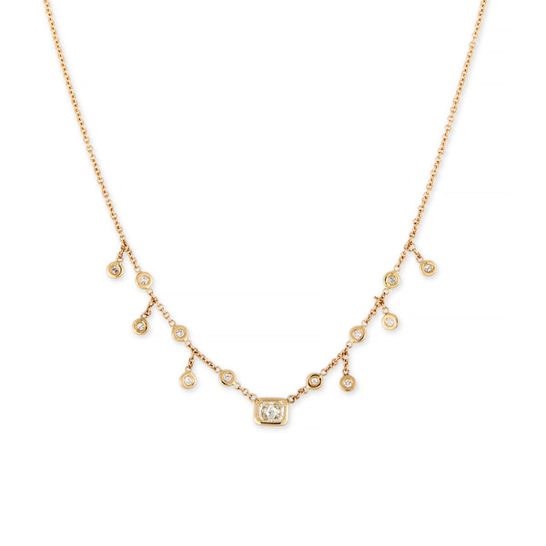 jacquie aiche CUSHION CUT CENTER HALF SHAKER NECKLACE