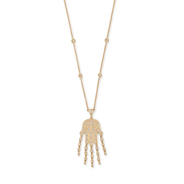 jacquie aiche Cut Out Hamsa Diamond Shower Necklace