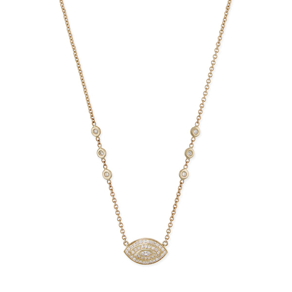 jacquie aiche Diamond Marquise Pave Double Halo Eye Necklace