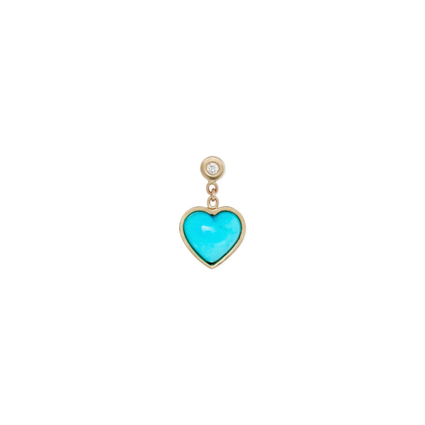 jacquie aiche Diamond + Small Turquoise Heart Drop Stud Earring