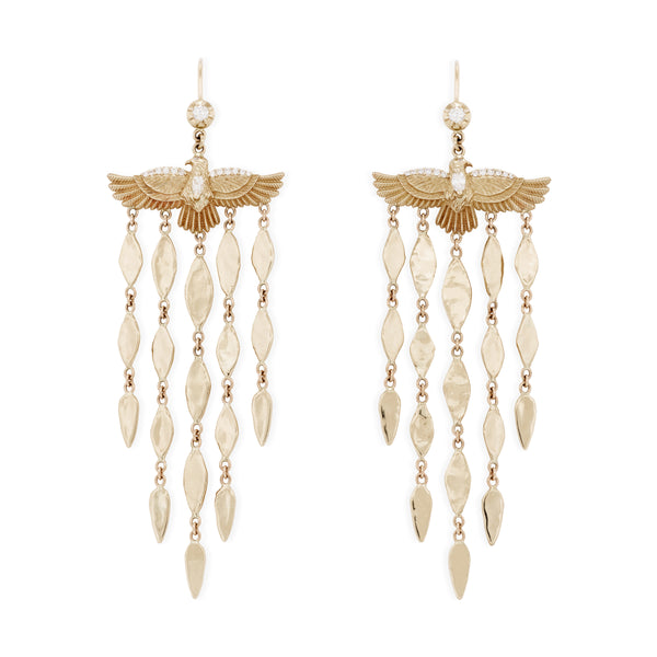 jacquie aiche Diamond Thunderbird + Hammered Marquise Chandelier Earrings