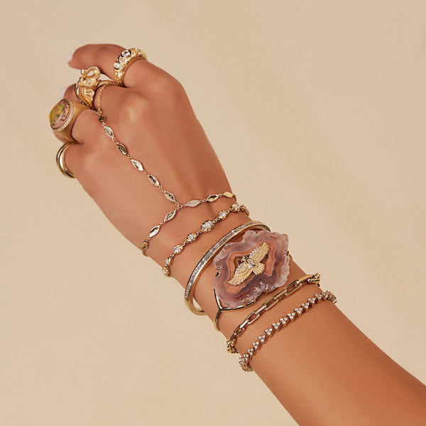 Jacquie Aiche Diamond Thunderbird On Large Agate Slab Cuff Bracelet