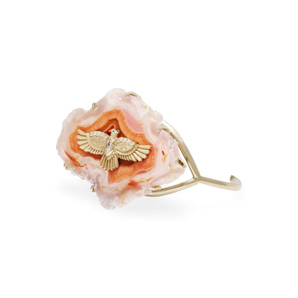 Jacquie Aiche Diamond Thunderbird On Large Agate Slab Cuff Bracelet