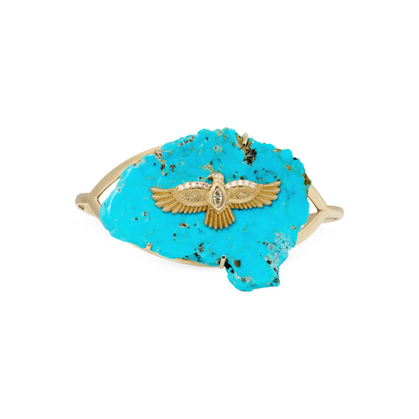 jacquie aiche Diamond Thunderbird on Large Turquoise Slab Cuff Bracelet