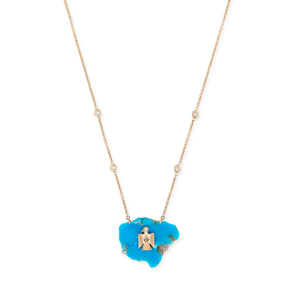 jacquie aiche Diamond Thunderbird on Turquoise Slab Necklace