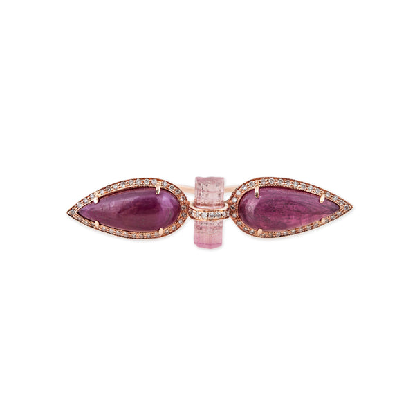 jacquie aiche Double Pink Tourmaline Teardrop Pink Tourmaline Knuckle Ring