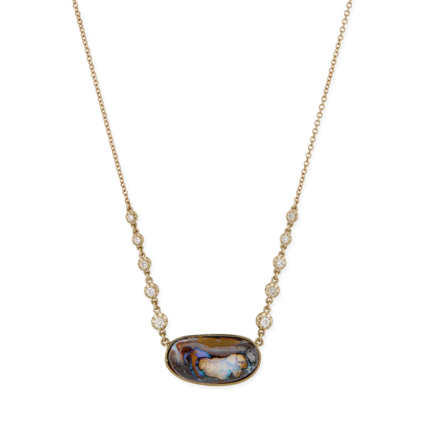 jacquie aiche Elongated Freeform Koroit Opal 10 Sophia Diamond Necklace