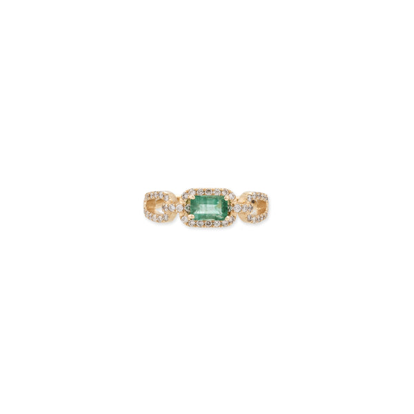 jacquie aiche Emerald Baguette Center Pave Chain Link Rope Ring
