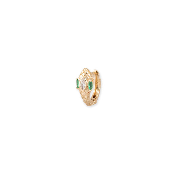 jacquie aiche Emerald Eyes Marquise Diamond Head Snake Mini Hoop