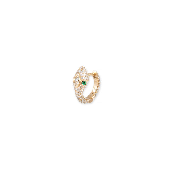 jacquie aiche EMERALD EYES PAVE DIAMOND SNAKE MINI HOOP