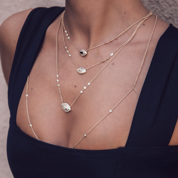 Jacquie Aiche Emerald Marquise Pave Double Halo Eye Necklace